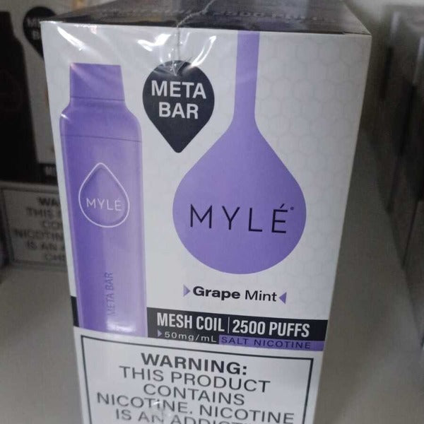 Myle Meta Bar Grape Mint Disposable Device 2500 Puffs with Free Delivery Myle Meta Bar Grape Mint Disposable Device 2500 Puffs with Free Delivery
